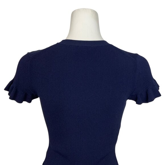 Ted Baker Tashhaa Frill Rib Knit Top Sweater 2 US/S Navy - Picture 9 of 13
